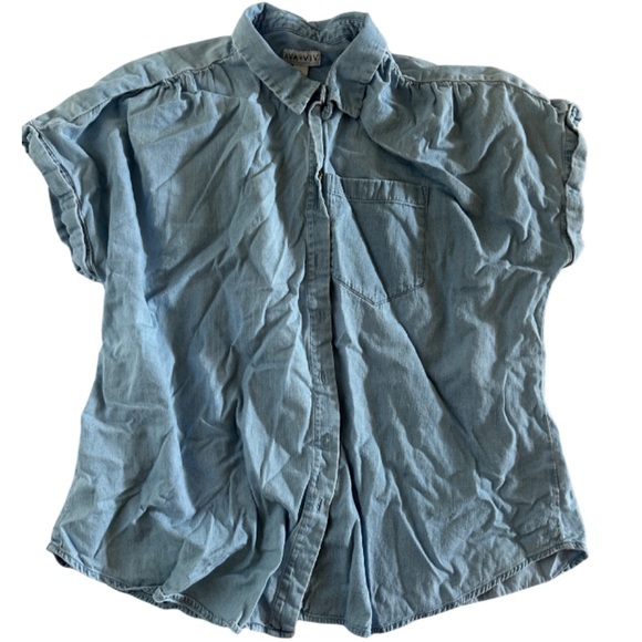 Ava & Viv Light Blue Denim Button Down Shirt - Picture 2 of 4